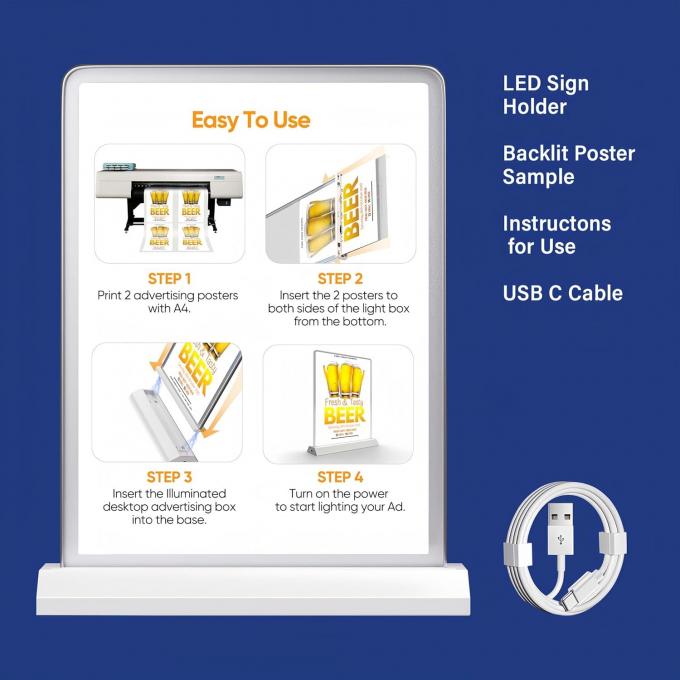 Helderheid verstelbaar Desktop Advertising Light Box Display 0