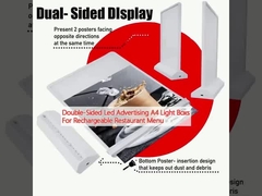 Dubbelzijdige LED-advertentie A4 lichtdozen voor herlaadbaar restaurantmenu