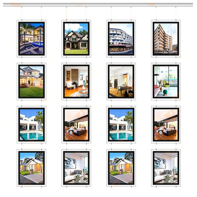 kopen A4 Acryl frame kabel draad hangend display systeem onroerend goed venster display led light box online vervaardiging