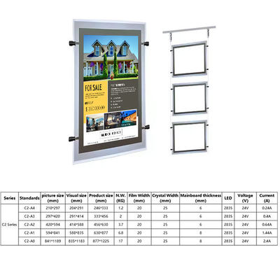 kopen Op maat gemaakt vastgoed kristal acryl stand digitaal scherm advertentie A4 paneel transparante achtergrond lichtdoos online vervaardiging