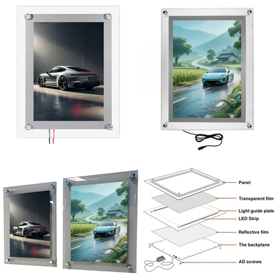 Duurzame glazen LED-lichtbak voor binnen- en buitenreclame